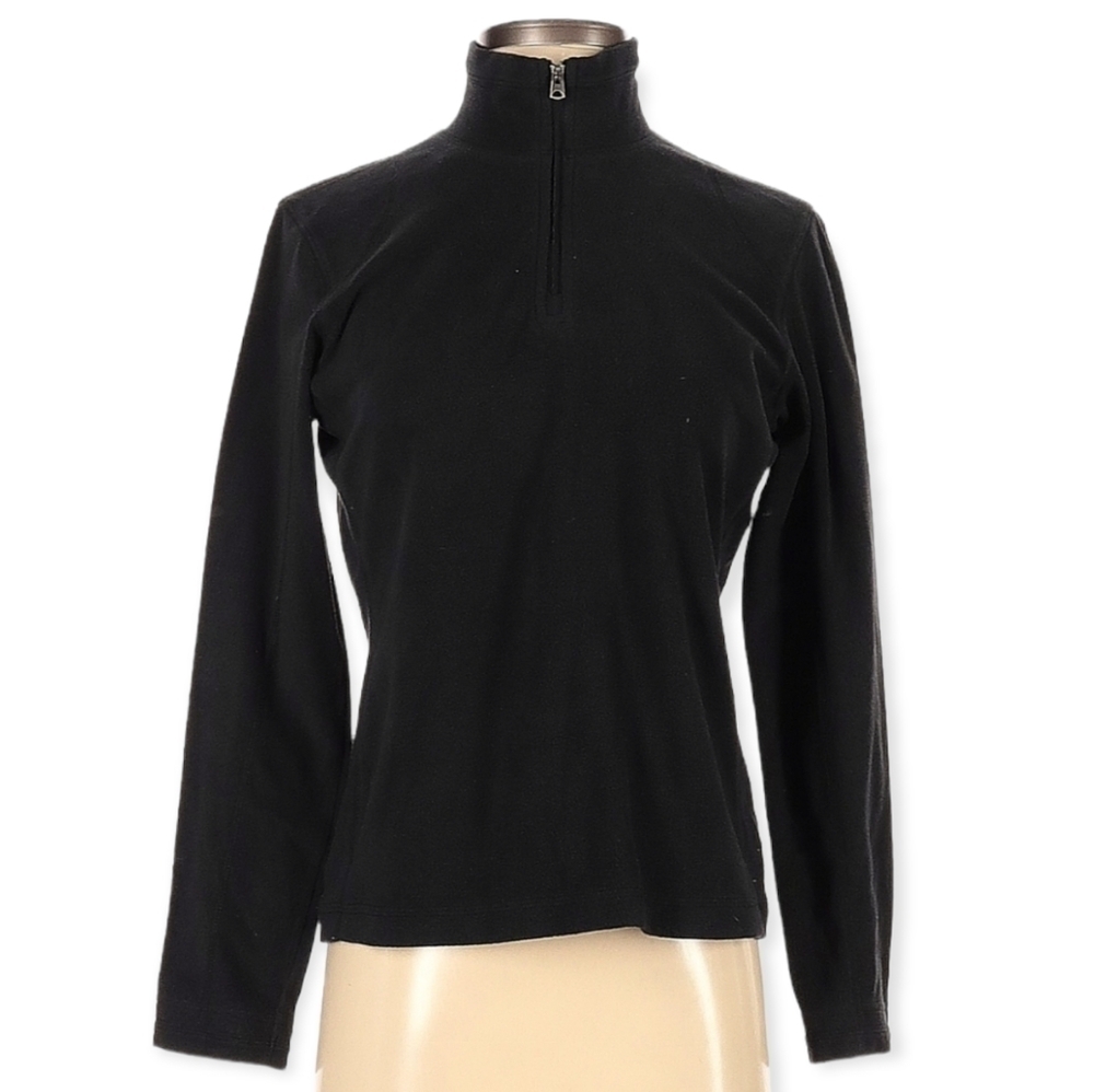 Columbia Solid Black‎ Fleece Full Zip Jacket Size Small